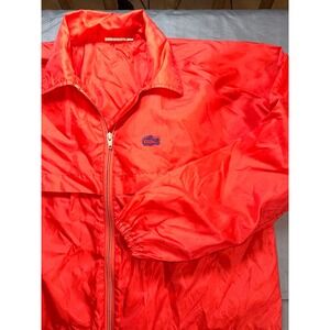 Vintage Alligator Lacoste Red Windbreaker Hooded Zip Up Medium Made in Macau
